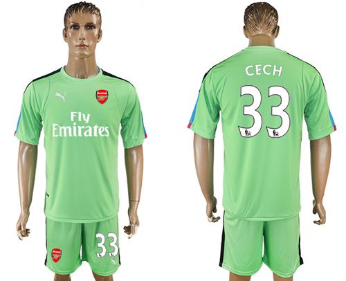Arsenal #33 Cech Green Goalkeeper Soccer Club Jersey - Click Image to Close